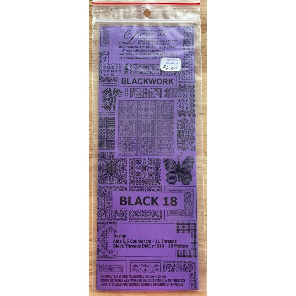 Dessins DHC Blackwork Pattern Only ~ Black 18 ~ Made In France